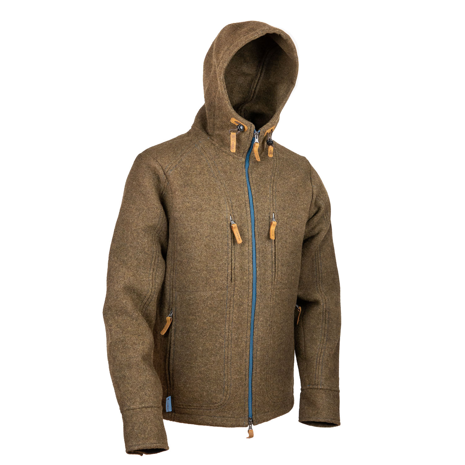 hellbraune Wolljacke aus Lodenfleece hellbraune Lodenjacke mit Kapuze