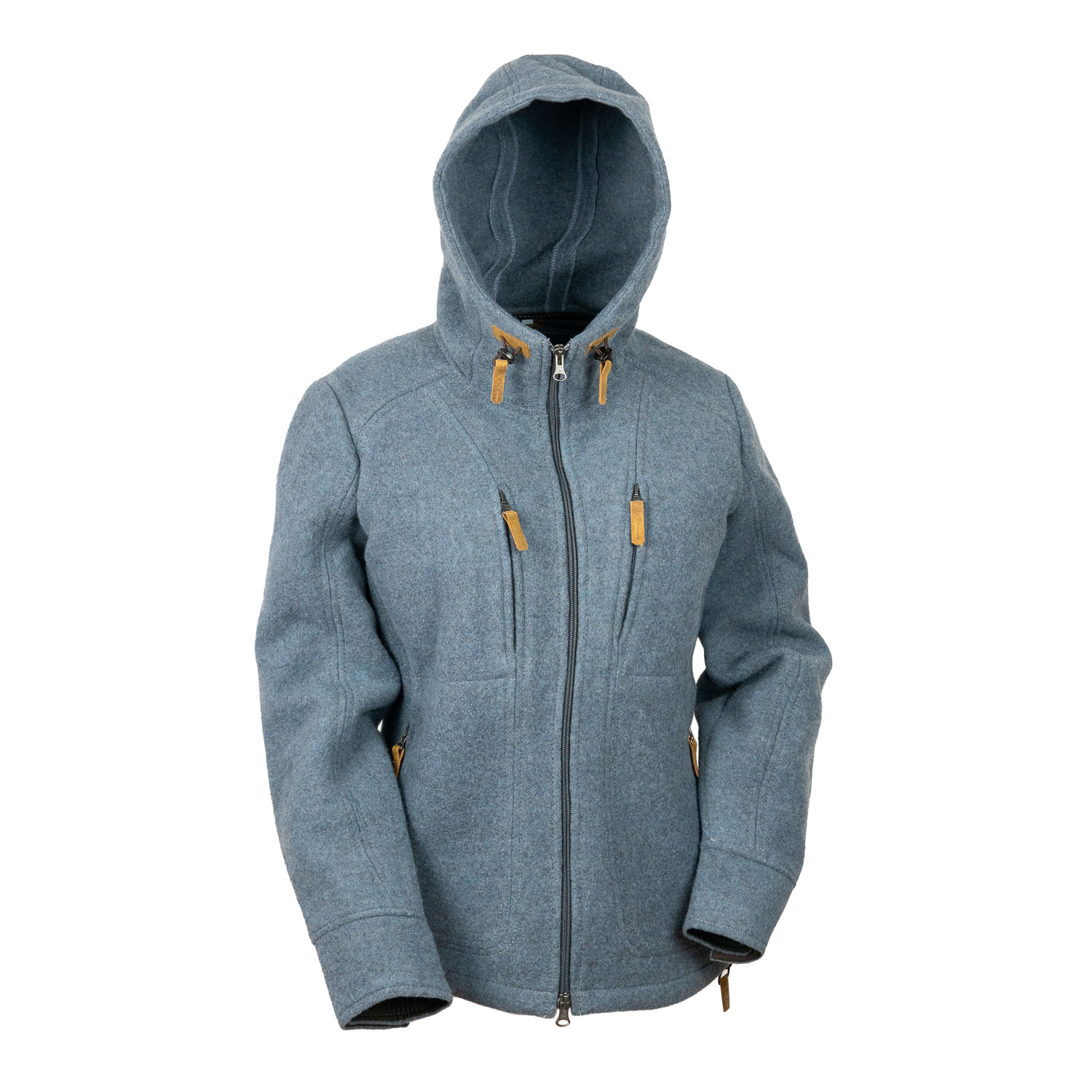 hellblaue Lodenjacke mit Kapuze hellblaue Damenjacke aus Lodenfleece