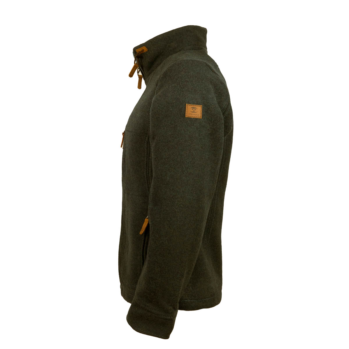 Kragenhuber schwarz Seitenansicht schwarze Lodenfleecejacke mit Kragen