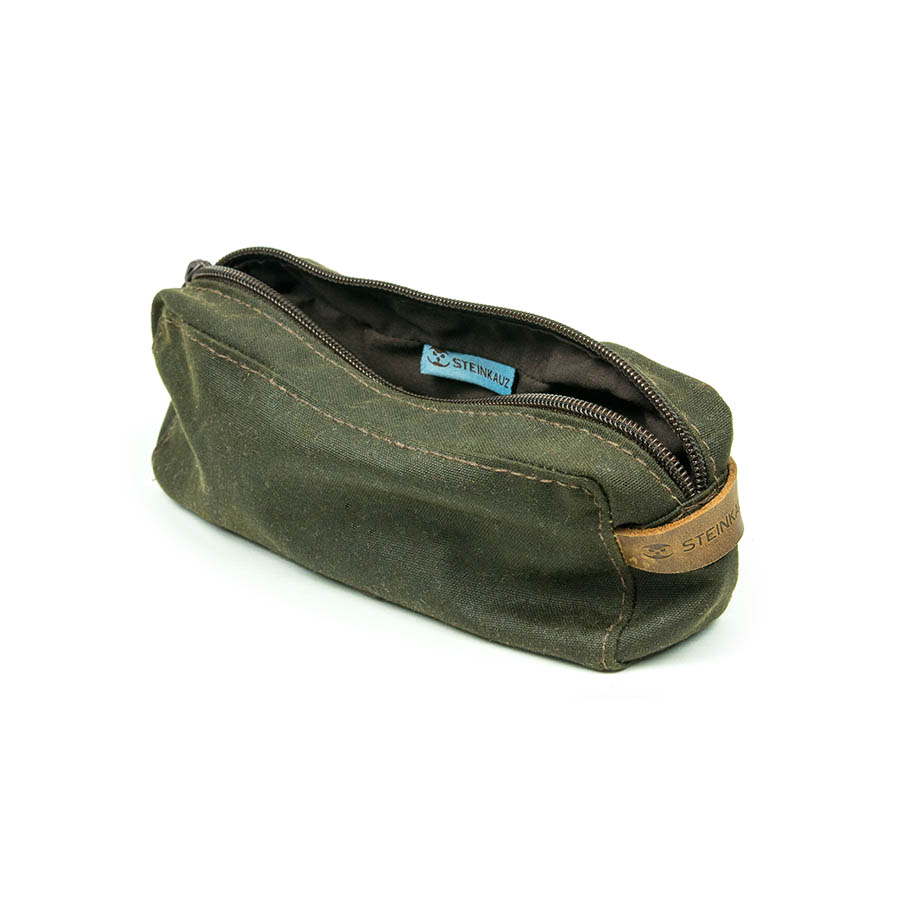 olives Täschchen aus gewachster Baumwolle Schlampermäppchen aus Waxcotton