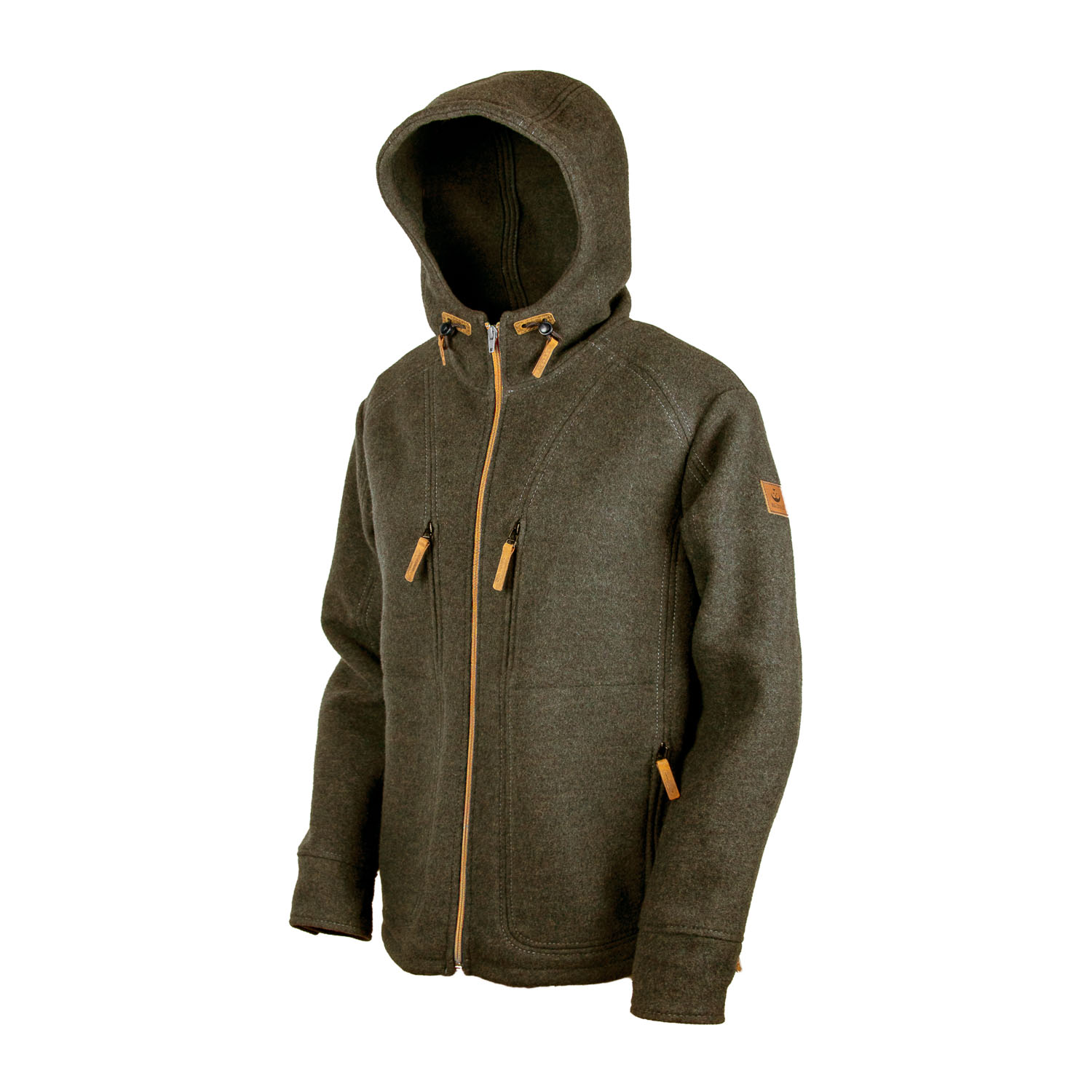 graue Herrenjacke aus Loden graue Wolljacke mit Kapuze aus Loden
