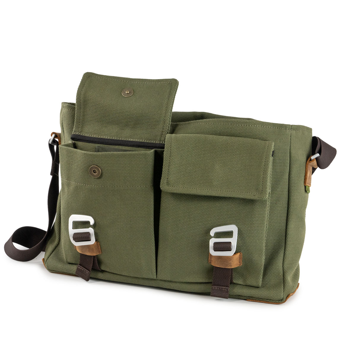Explorer Bag aus Canvas und Leder - Bushveld Green