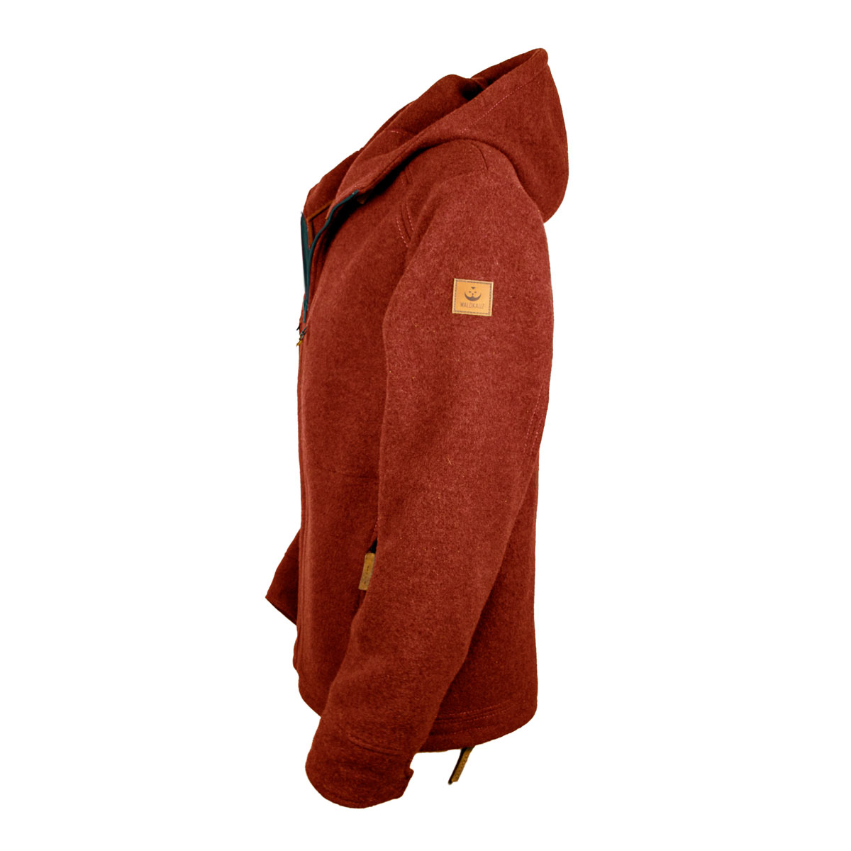 weiche, rote Wolljacke aus Lodenfleece rote Lodenjacke mit Kapuze