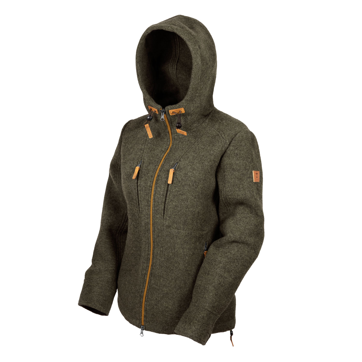 graue Damenjacke aus Loden mit Kapuze graue Lodenjacke mit Kapuze für Damen