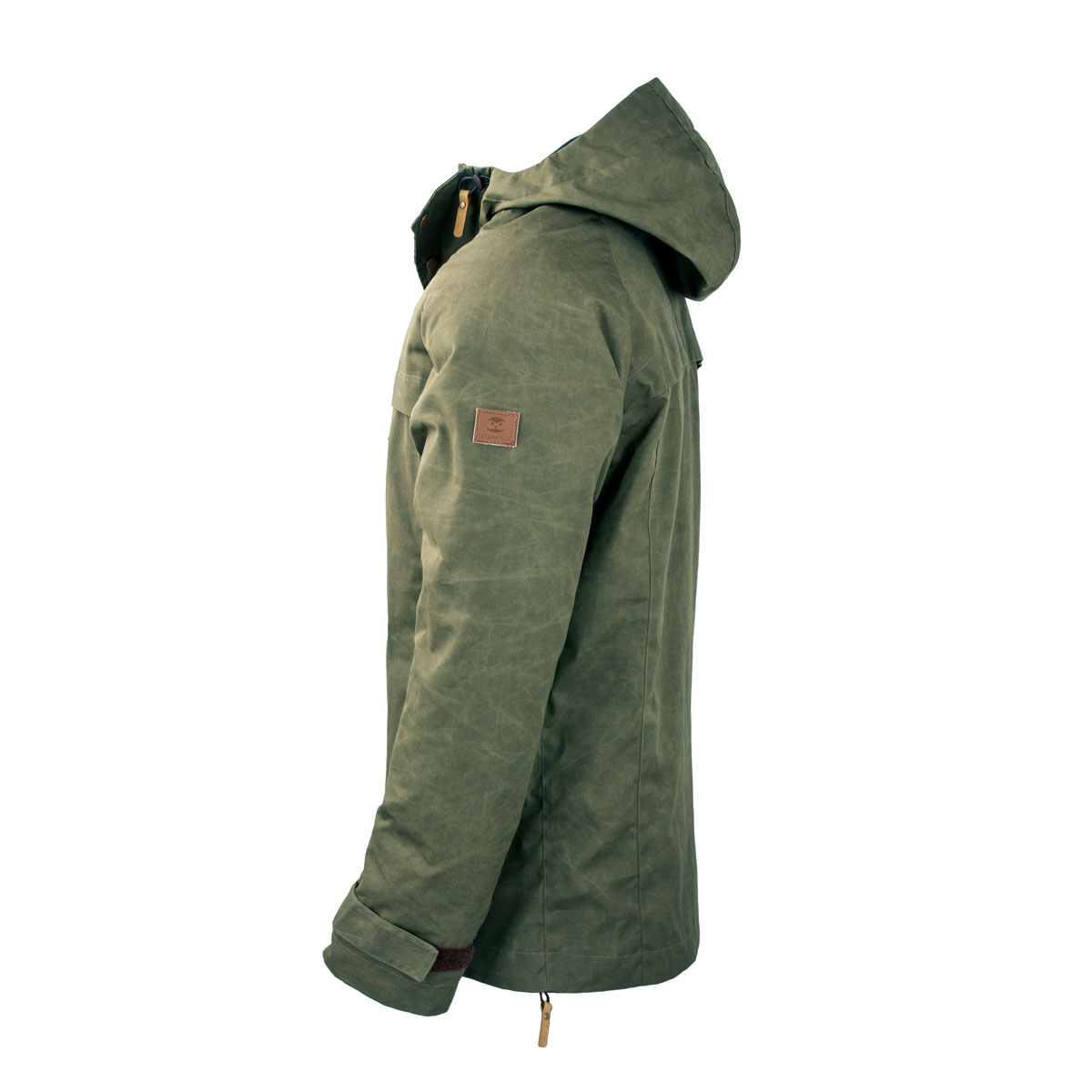 Seitenansicht Windfangjacke in oliv Polycottonjacke oliv