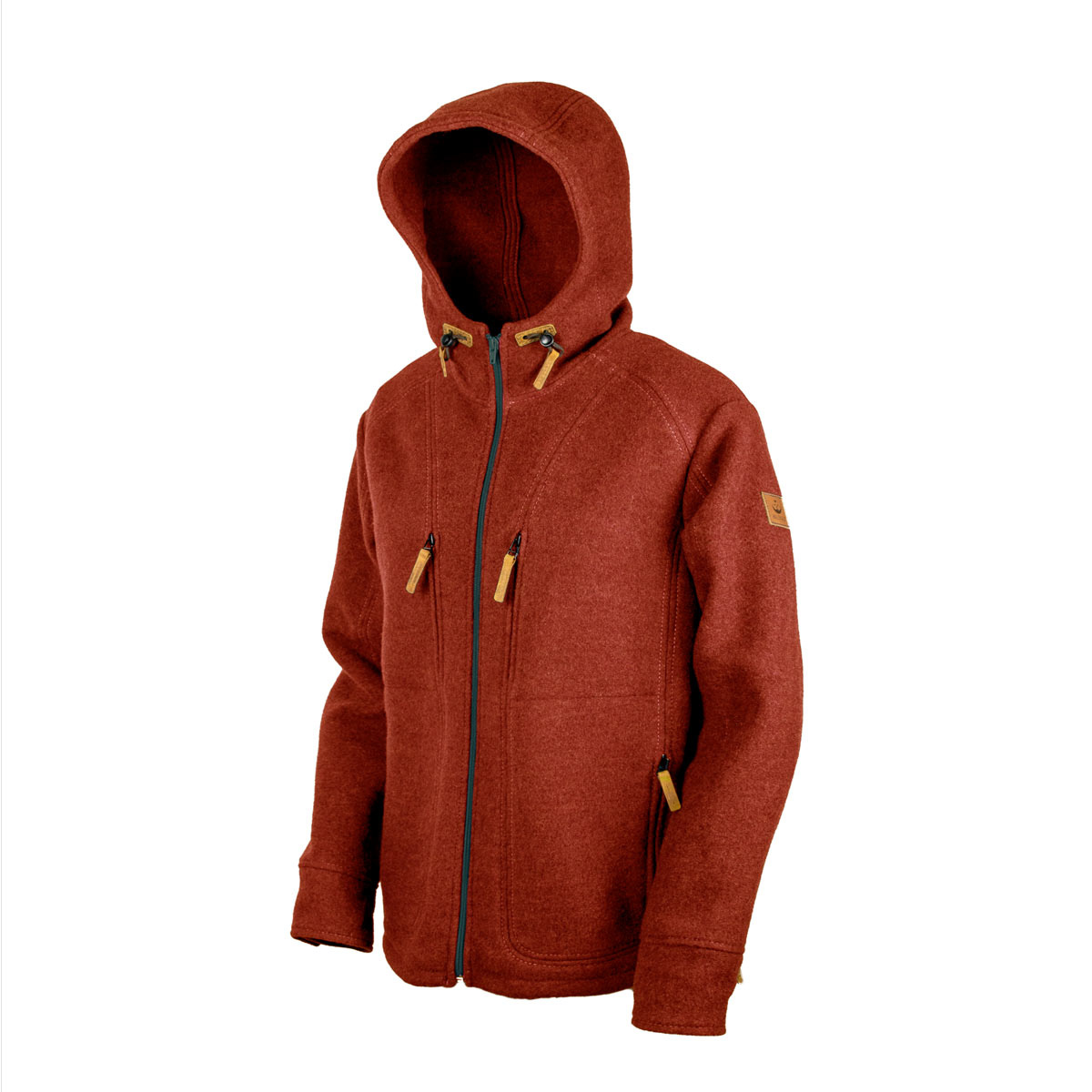 rote Lodenjacke mit Kapuze rote Wolljacke aus Lodenfleece