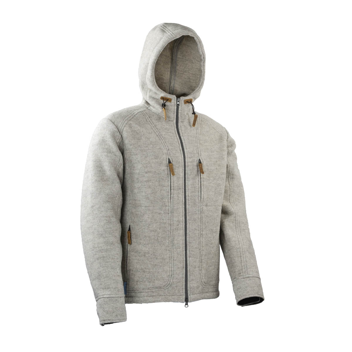 hellgraue Kapuzenjacke aus Lodenfleece für Herren hellgraue Lodenjacke für Herren