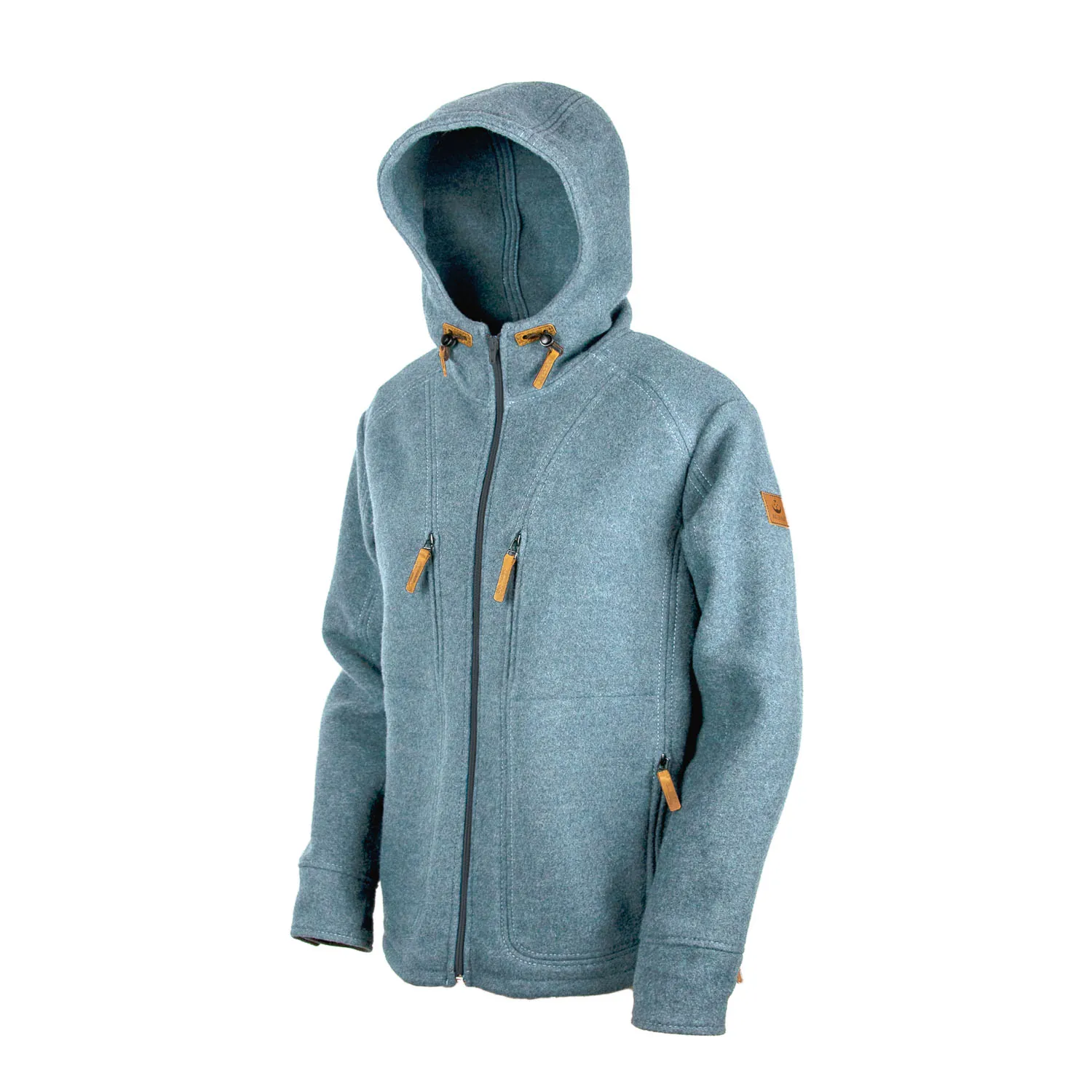Herren Lodenfleece-Hoodie "Kapuzenhuber", Calcitblau, Größe XL (B-Ware)